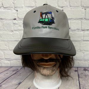 Oilfield Hat Cap Leather Strap Back Gray Black ESSO Cynthia Field Operations